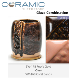 Fools Gold SW178 over Coral Sands SW168 Stoneware Combination